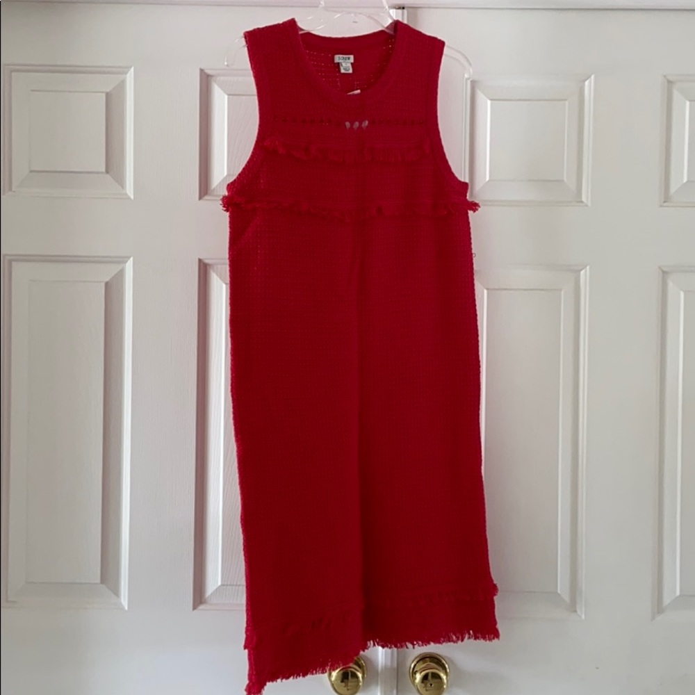 J.Crew red knit shift dress